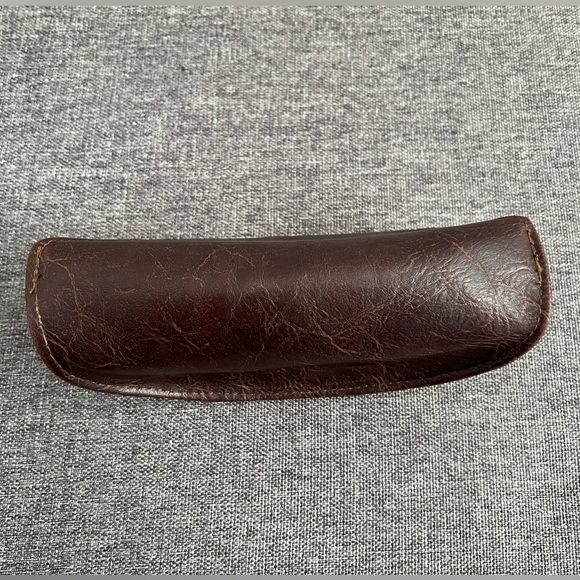 Fossil Vintage Brown Leather Glasses Sunglasses Case Half Moon 80s 90s Classic - Picture 4 of 13